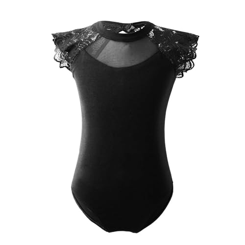 AYWTIUN Mädchen Turnanzug Ballettanzug for Mädchen, Gymnastikkostüm, ärmellos, Spitze, Tanztraining, Wettkampf-Bodysuit, Ballerina-Tanzbekleidung(Black,160) von AYWTIUN