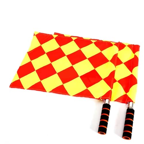 AYWTIUN Schiedsrichter Fahnen 2 Stück Edelstahl-Griff-Schiedsrichterflagge, Sportspiel, Fußball-Linienrichter-Flaggen, Signalflagge, Schiedsrichter(2 Pcs with Bag) von AYWTIUN