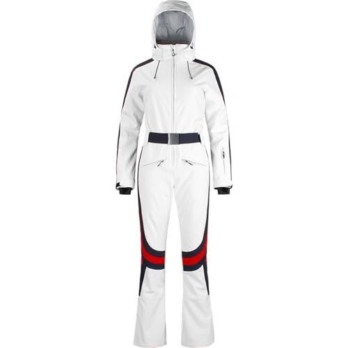 AYWTIUN Skianzug Damen Frauen Schlank Ski Anzug Outdoor Snowboard Overalls Einteilige Warme Ski Set Winter Overalls Winddicht wasserdichte Kleidung(White,M(165-170CM)) von AYWTIUN