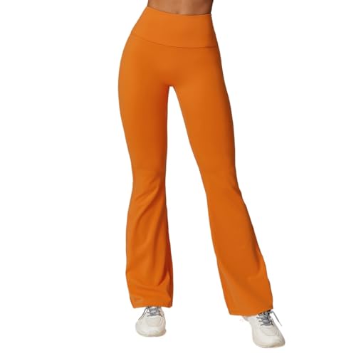 AYWTIUN Yoga leggings Damen Damen Yoga Schlaghosen Enge Po-Lifting Tanz Strumpfhosen mit hoher Taille Sporthosen Gym Running Atmungsaktive Fitness Leggings(Orange,S) von AYWTIUN