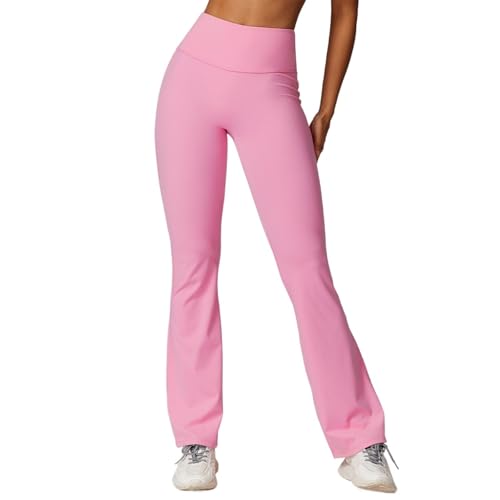 AYWTIUN Yoga leggings Damen Damen Yoga Schlaghosen Enge Po-Lifting Tanz Strumpfhosen mit hoher Taille Sporthosen Gym Running Atmungsaktive Fitness Leggings(Red Pink,XL) von AYWTIUN