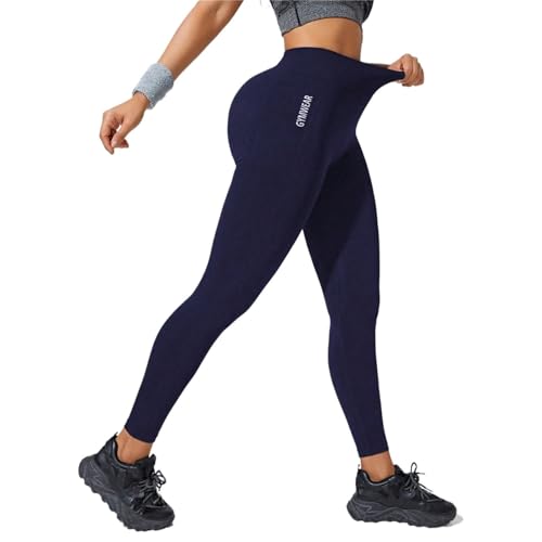 AYWTIUN Yoga leggings Damen Leggings for Damen, hohe Taille, weiche Bauchkontrolle, schlankmachende Yogahose, Workout, Laufen(Dark blue,S) von AYWTIUN