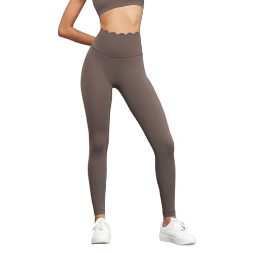 AYWTIUN Yoga leggings Damen Yogahosen Damen Nahtlose Workout Laufleggings Hohe Taille Butt Gym Leggings Outdoor Fitness Strumpfhosen(Khaki Brown,8 L (57kg-62kg)) von AYWTIUN