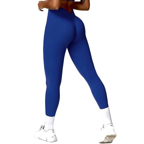AYWTIUN Yoga leggings Damen Yogahosen for Damen, Nylon, hohe Taille, Scrunch Butt, Yoga-Leggings, Workout-Gymnastikstrumpfhose, sexy Sport-Leggings, Fitnessbekleidung(Blue,XL) von AYWTIUN