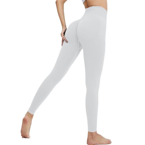 AYWTIUN Yoga leggings Damen Yogahosen for Damen, nahtlos, Push-Up-Sport-Leggings, hohe Taille, Bauchkontrolle, Fitnessstudio, Workout, Fitness-Strumpfhose, dehnbar, Pfirsich-Po(Moon White,S) von AYWTIUN
