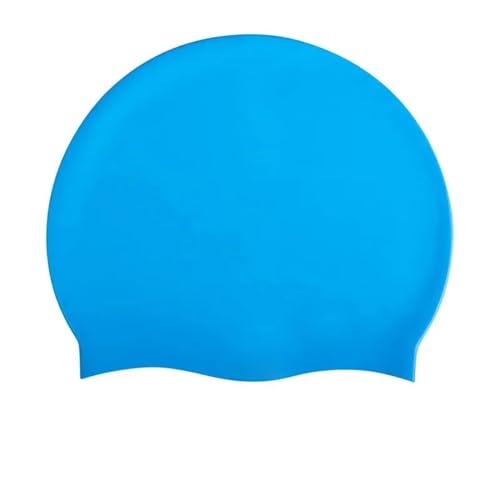 Badekappe Einfarbige Badekappe for Erwachsene, elastische Silikon-Badekappe, Schwimmausrüstung for Männer und Frauen, Pool-Zubehör (Color : Blue, Size : S 18x21cm) von AYWTIUN