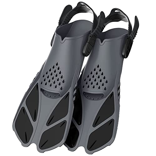 Flossen Schnorchelflossen, verstellbare Schnallen, Schwimmflossen, Kurze Silikon-Tauchschuhe, offene Ferse, Reisegröße for Erwachsene(Black,L/XL) von AYWTIUN