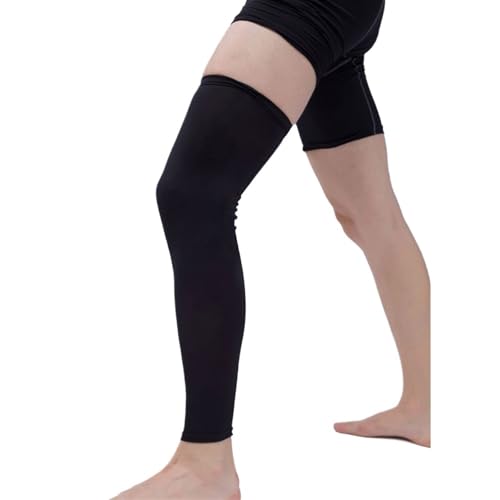 Kompressionsstrümpfe 1 Stück Kompressions-Beinmanschette, volle Länge, Beinmanschette, Sport-Radsport-Beinmanschetten for Oberschenkel, Knie, Wade, for Männer und Frauen, Fahrrad, Basketball(Black,XXL von AYWTIUN