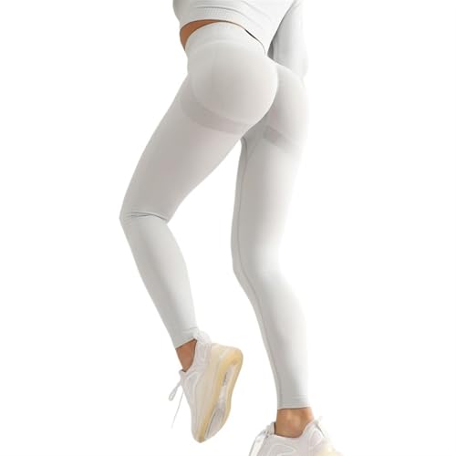 Yoga leggings damen Yogahosen for Damen, nahtlose Leggings mit hoher Taille, elastische, feste Yoga-Leggings fürs Joggen im Fitnessstudio, schnelltrocknend, Push-Up, schlanke Hose for Damen(Gray,L) von AYWTIUN