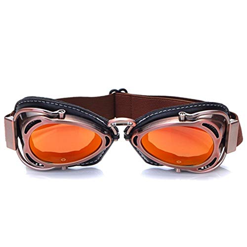 AYXAMO Motorradbrille，Motorradbrille Herren MTB-Biker-Goggles Motorrad-Goggle-Sonnenbrillen-Roller Moto Aviateur-Weinlese-Gläser Motocross Goggle(Copper Red) von AYXAMO