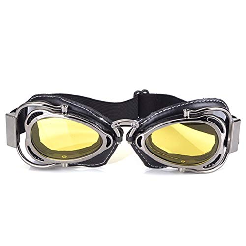 AYXAMO Motorradbrille，Motorradbrille Herren MTB-Biker-Goggles Motorrad-Goggle-Sonnenbrillen-Roller Moto Aviateur-Weinlese-Gläser Motocross Goggle(Gray Yellow) von AYXAMO