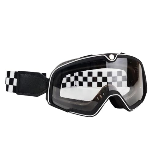 AYXAMO Motorradbrille，Motorradbrille Herren Motorrad Brille Ski Brille Motocross Sonnenbrille Vintage Brillen Helm Radfahren Racing Cafe Racer Chopper MTB ATV(BL-Clear Lens) von AYXAMO