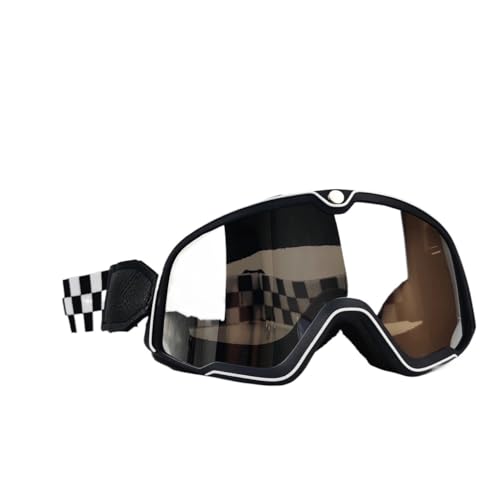 AYXAMO Motorradbrille，Motorradbrille Herren Motorrad Brille Ski Brille Motocross Sonnenbrille Vintage Brillen Helm Radfahren Racing Cafe Racer Chopper MTB ATV(BL-Silver Lens) von AYXAMO