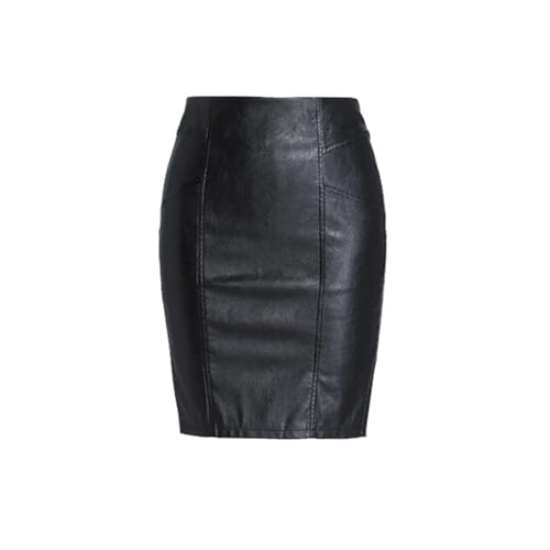 Lederrock，Lederrock Damen Schwarz Schwarz PU Kurzen Rock Frauen Hohe Taille Beruf Arbeit Bleistift Rock S-XL Größe Weibliche Leder Rock(L) von AYXAMO