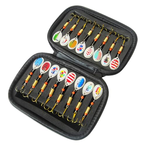 16pcs Forellenfischerei Köder Kit tragbare Fischerei Köder Kit Spinner Köder Kit mit Aufbewahrungstasche Metallfischerei Köder für Süßwasserfischereizubehör Geschenke ideal für Männer Spinner Köder von AZIDWERYQ