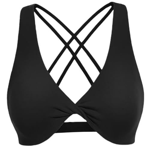 AZIDWERYQ Riemchensport-BH für Frauen weiche und komfortable Twist Fronthalter Sport BH tief V-Ausschnitt Kreuz und backlosen Sport BH für Frauen, die Halter Sport Bra Laufen Lassen von AZIDWERYQ