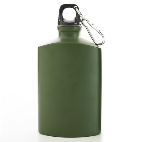 AZIDWERYQ Wasserkantine, 500 ml 4x6 Kantine Wasserflasche, Aluminiumlegierung Armeegrüne Kantine, tragbare leckere Flachwasserflasche mit Clip für Außen-, Wandern, Campingkantine von AZIDWERYQ