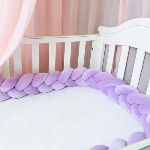 AZMAHT Bettschlange Baby SeitenschläFerkissen 3 Strands Babybett Umrandungen Bettkantenschutz Superweich Knotenkissen Stillkissen Baby Seitenlagerungskissen FüR Wohndekoration,Lila,350cm von AZMAHT