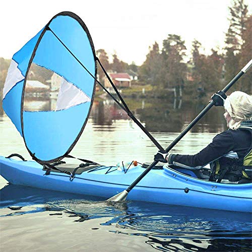 Groß 108cm Kajak Windsegel Paddel Tragbar Kanus Popup Downwind Segel Kit Kajak Zubehör Für Schlauchboote Kajaks Kanus Einfaches Setup & Schnell Einsetzbar (Himmelblau) von Esoes