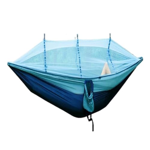 Aaenzm Hängematte Outdoor Camping Doppelt Verbreiterte Hängematte Outdoor Camping Picknick Ausrüstung Verdickte Hängematte Mit Moskitonetz Reisecamping(Blue) von Aaenzm