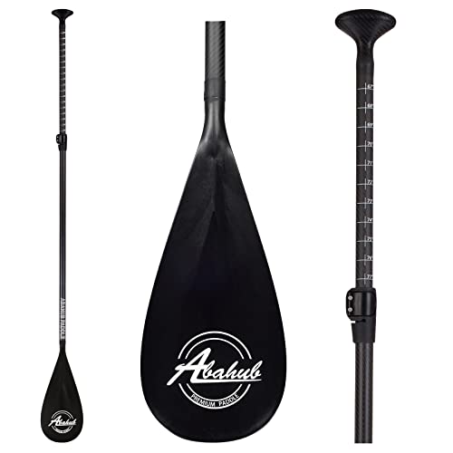 Abahub 3-Piece Carbon SUP Paddles, Lightweight Stand-up Paddle Oars for Paddleboard, Adjustable Carbon Fiber Shaft 68" - 84", Black Plastic Blade + Paddle Bag von Abahub