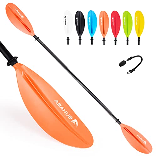 Abahub 218/230/241cm Kajak Paddel Aluminium Doppelpaddel mit Paddelleine für Kajakfahren Ruderboot Kanusport Aluminiumlegierungs Schaft Kunststoff Klingen Schwarz/Weiß/Rot/Blau/Grün/Orange/Gelb von Abahub