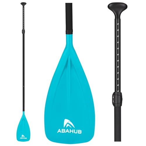 Abahub SUP Paddel 3teilig Stand Up Teleskoppaddel 173-213cm Aluminium mit PU Beschichtung für SUP Board Surfboard Bootfahren Kanusport, Kunststoff-Nylonblatt in Schwarz/Blau/Grün/Orange/Gelb/Türkis von Abahub