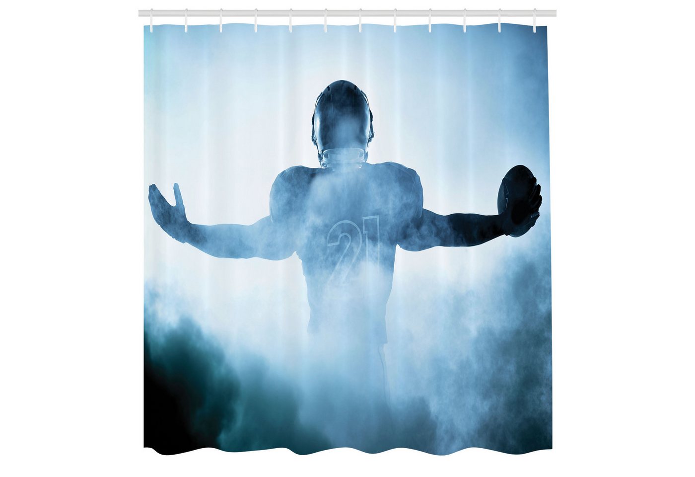 Abakuhaus Duschvorhang Moderner Digitaldruck mit 12 Haken auf Stoff Wasser Resistent Breite 175 cm, Höhe 180 cm, Sport American Football-Held von Abakuhaus
