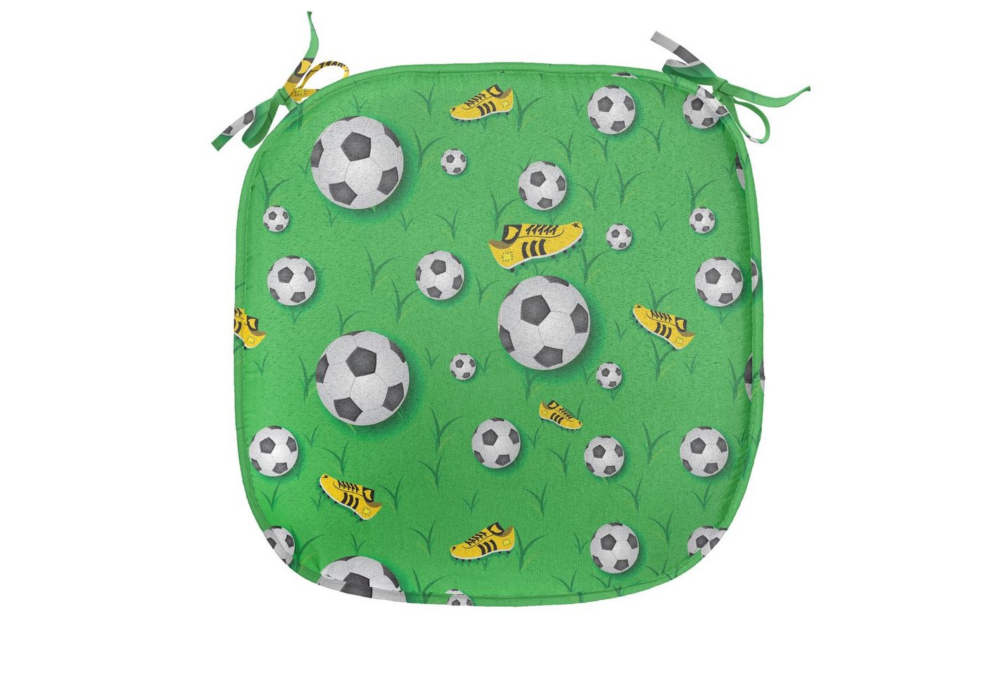 Abakuhaus Stuhlkissen Dekoratives wasserfestes Kissen mit Riemen für Küchensitze, Fußball Schuhe Bälle auf Gras Abakuhaus Stuhlkissen Dekoratives wasserfestes Kissen mit Riemen für Küchensitze, Fußball Schuhe Bälle auf Gras von Abakuhaus