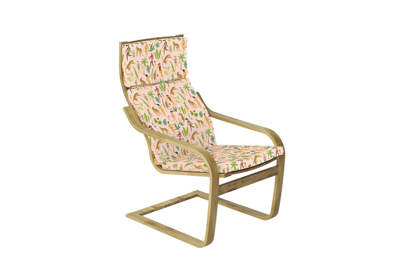 Abakuhaus Stuhlkissen Sitzkissen mit Stuhlkissen mit Hakenschlaufe und Reißverschluss, Leopard Damen in Badeanzügen Retro Abakuhaus Stuhlkissen Sitzkissen mit Stuhlkissen mit Hakenschlaufe und Reißverschluss, Leopard Damen in Badeanzügen Retro von Abakuhaus