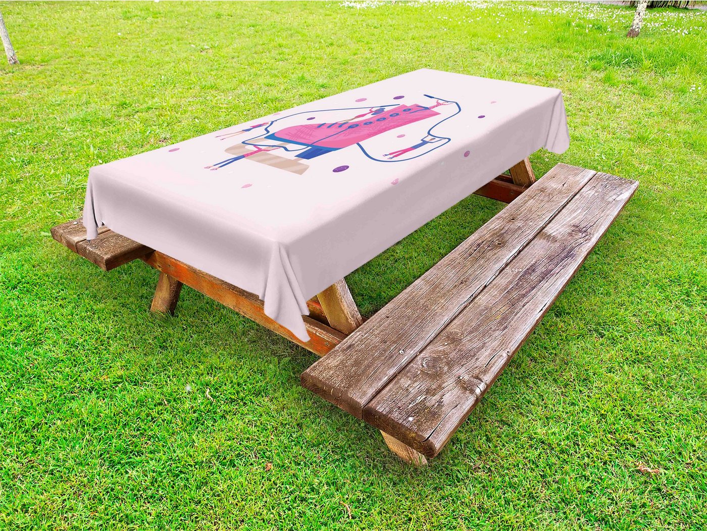 Abakuhaus Tischdecke dekorative waschbare Picknick-Tischdecke, Schlittschuhe Riesen Boot und Menschen von Abakuhaus