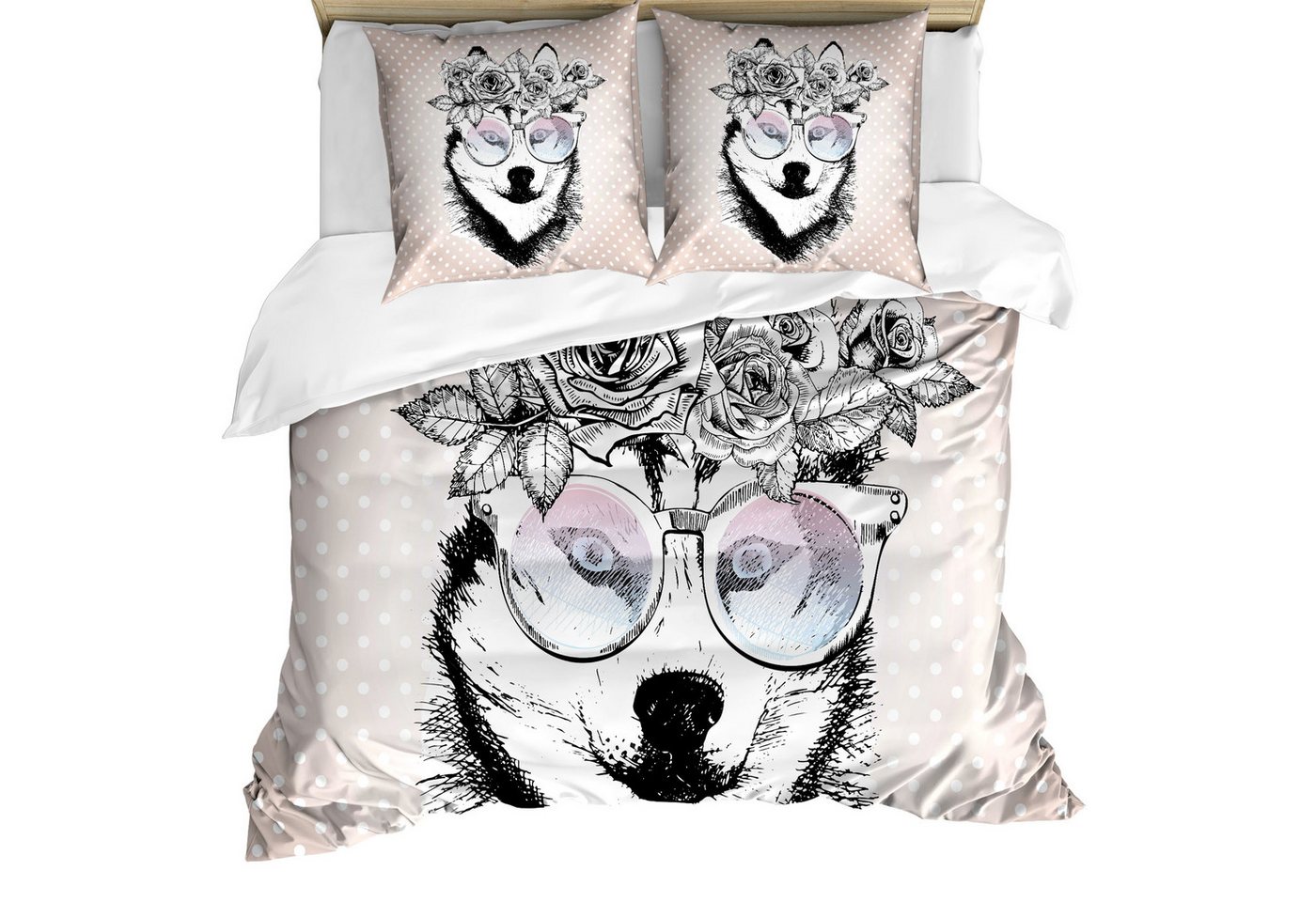 Abakuhaus Bettwäsche Milbensicher Allergiker geeignet mit Kissenbezügen, Microfaser, Alaskan Malamute Kranz Sonnenbrillen Abakuhaus Bettwäsche Milbensicher Allergiker geeignet mit Kissenbezügen, Microfaser, Alaskan Malamute Kranz Sonnenbrillen von Abakuhaus