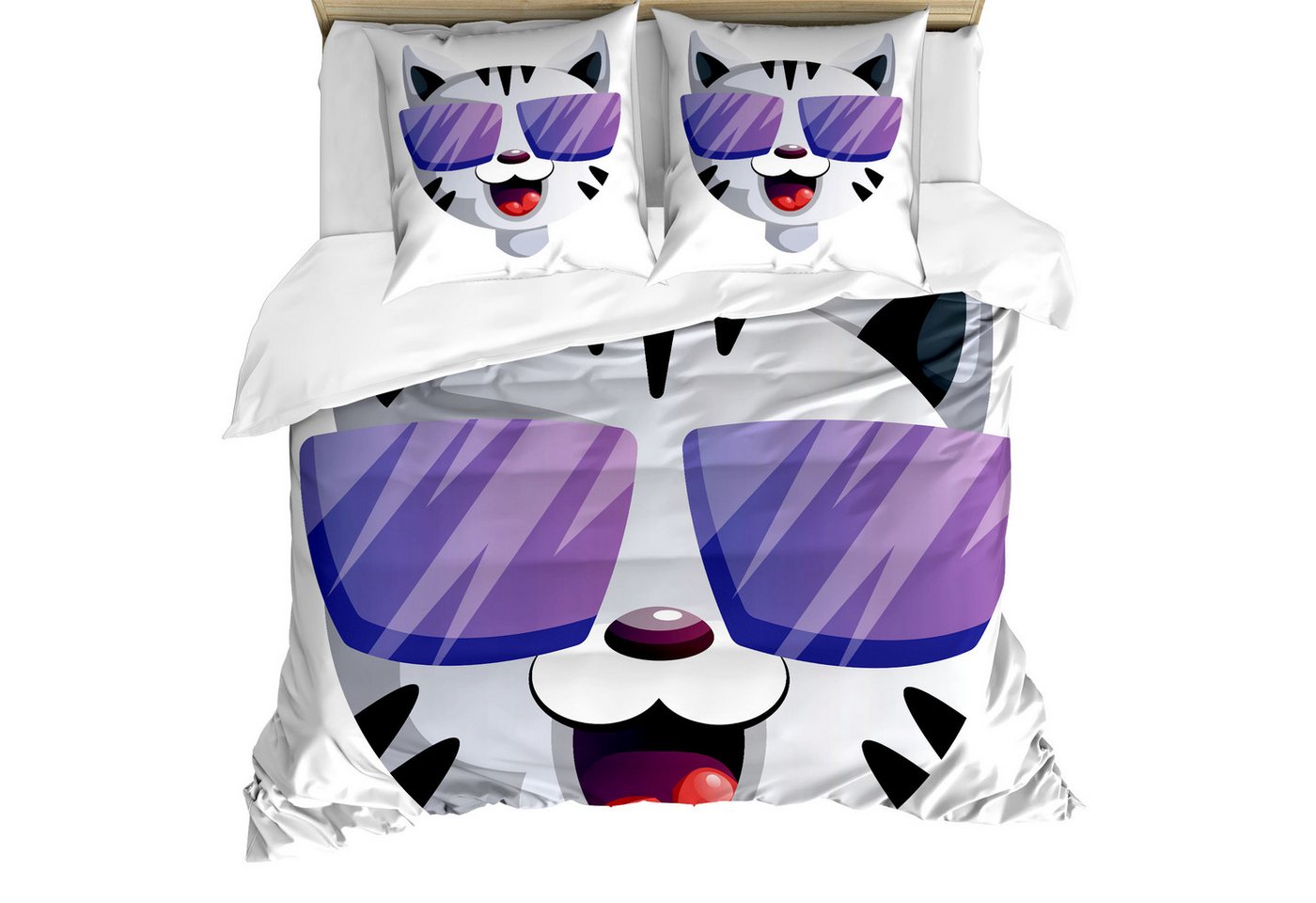 Abakuhaus Bettwäsche Milbensicher Allergiker geeignet mit Kissenbezügen, Microfaser, Sonnenbrille Cartoon Kitten Portrait Abakuhaus Bettwäsche Milbensicher Allergiker geeignet mit Kissenbezügen, Microfaser, Sonnenbrille Cartoon Kitten Portrait von Abakuhaus
