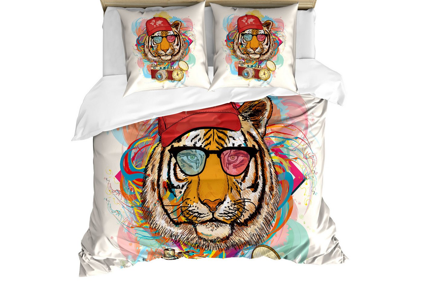 Abakuhaus Bettwäsche Milbensicher Allergiker geeignet mit Kissenbezügen, Microfaser, Tiger Hipster Tiger Sonnenbrille Abakuhaus Bettwäsche Milbensicher Allergiker geeignet mit Kissenbezügen, Microfaser, Tiger Hipster Tiger Sonnenbrille von Abakuhaus