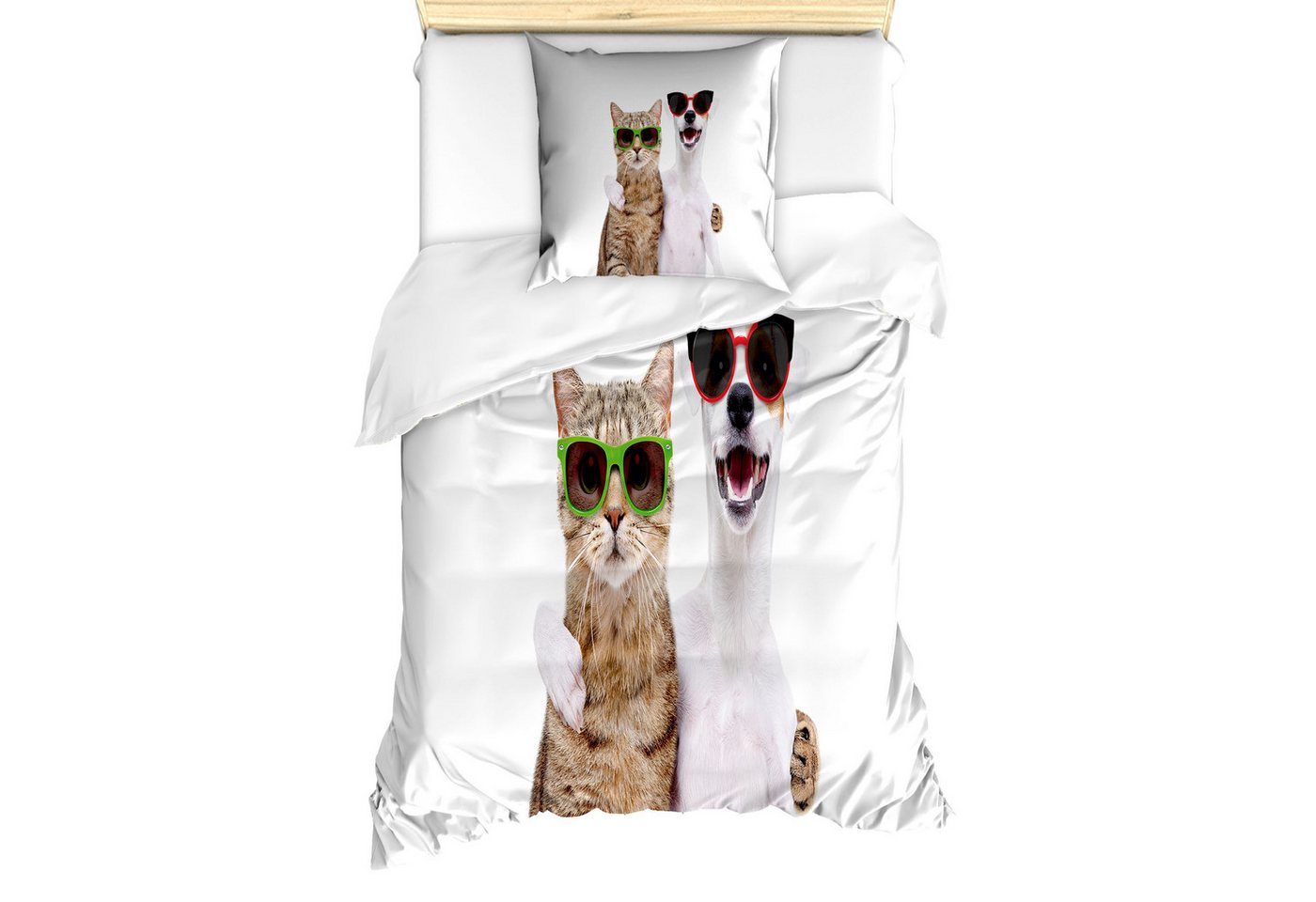Abakuhaus Bettwäsche Milbensicher Allergiker geeignet mit Kissenbezug, Microfaser, Süße Katze Katze und Hund in den Sonnenbrillen Abakuhaus Bettwäsche Milbensicher Allergiker geeignet mit Kissenbezug, Microfaser, Süße Katze Katze und Hund in den Sonnenbrillen von Abakuhaus