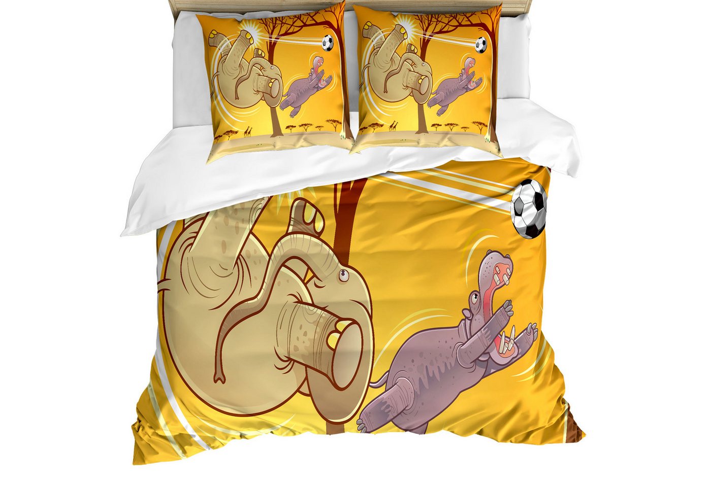 Abakuhaus Bettwäsche weicher Microfaserstoff Allergiker geeignet, kein Verblassen, Microfaser, Karikatur Elefant und Hippo-Ball Abakuhaus Bettwäsche weicher Microfaserstoff Allergiker geeignet, kein Verblassen, Microfaser, Karikatur Elefant und Hippo-Ball von Abakuhaus