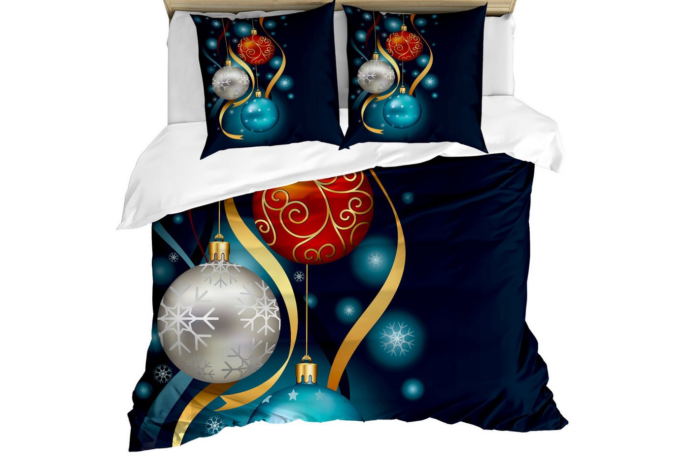 Abakuhaus Bettwäsche weicher Microfaserstoff Allergiker geeignet, kein Verblassen, Microfaser, Weihnachten Vivid Balls Ribbons Abakuhaus Bettwäsche weicher Microfaserstoff Allergiker geeignet, kein Verblassen, Microfaser, Weihnachten Vivid Balls Ribbons von Abakuhaus