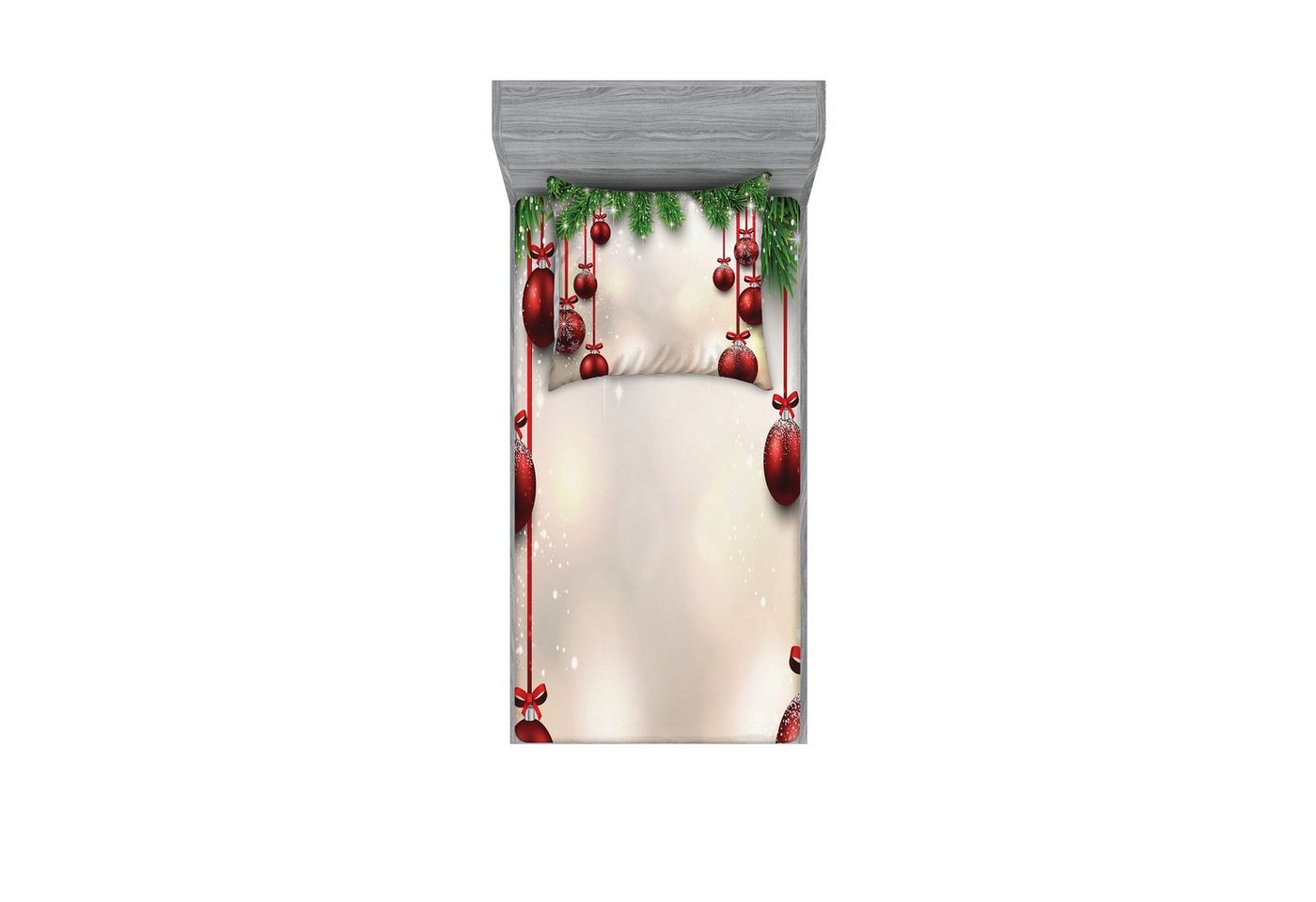 Abakuhaus Bettwäsche bedrucktes 2-teiliges Bettwäscheset, Microfaser, Weihnachten Red Ball Ribbons Abakuhaus Bettwäsche bedrucktes 2-teiliges Bettwäscheset, Microfaser, Weihnachten Red Ball Ribbons von Abakuhaus