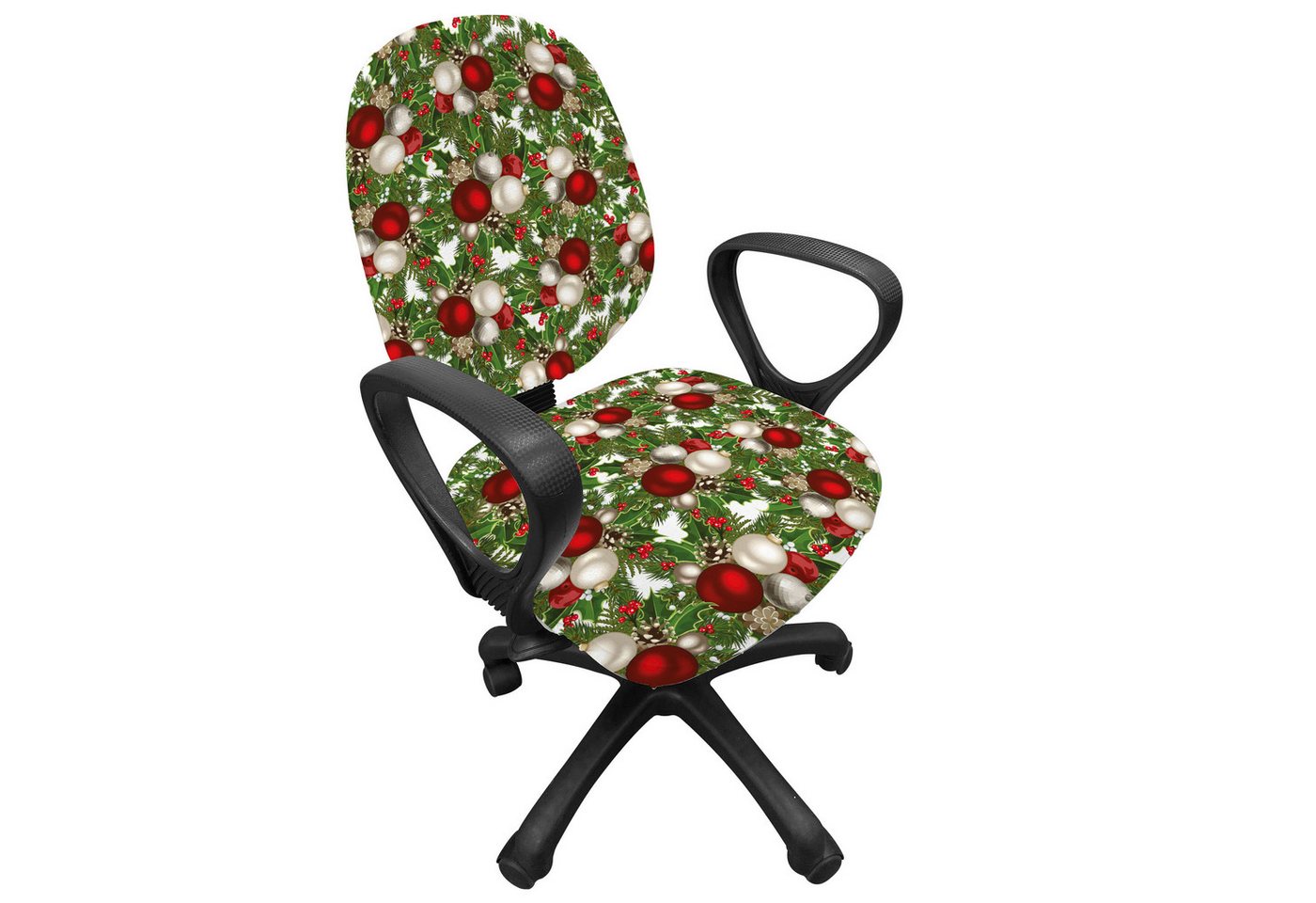 Abakuhaus Bürostuhlhusse dekorative Schutzhülle aus Stretchgewebe, Weihnachten Bälle Holly Alt Abakuhaus Bürostuhlhusse dekorative Schutzhülle aus Stretchgewebe, Weihnachten Bälle Holly Alt von Abakuhaus