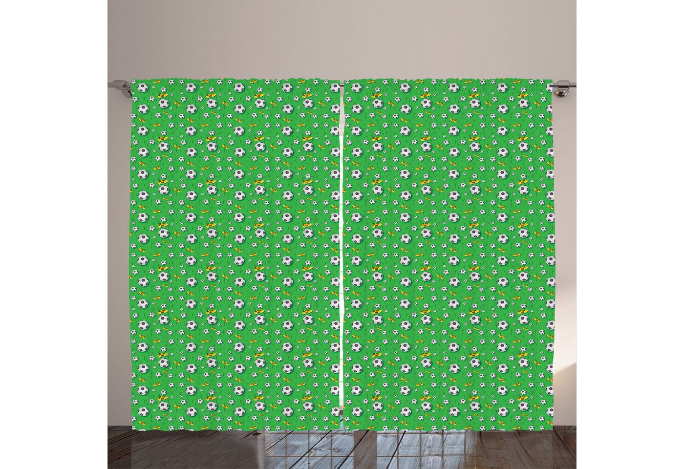 Abakuhaus Gardine Gardinen mit Schlaufen und Haken 140 cm x 2 Vorhangbahnen, Fußball Schuhe Bälle auf Gras Abakuhaus Gardine Gardinen mit Schlaufen und Haken 140 cm x 2 Vorhangbahnen, Fußball Schuhe Bälle auf Gras von Abakuhaus