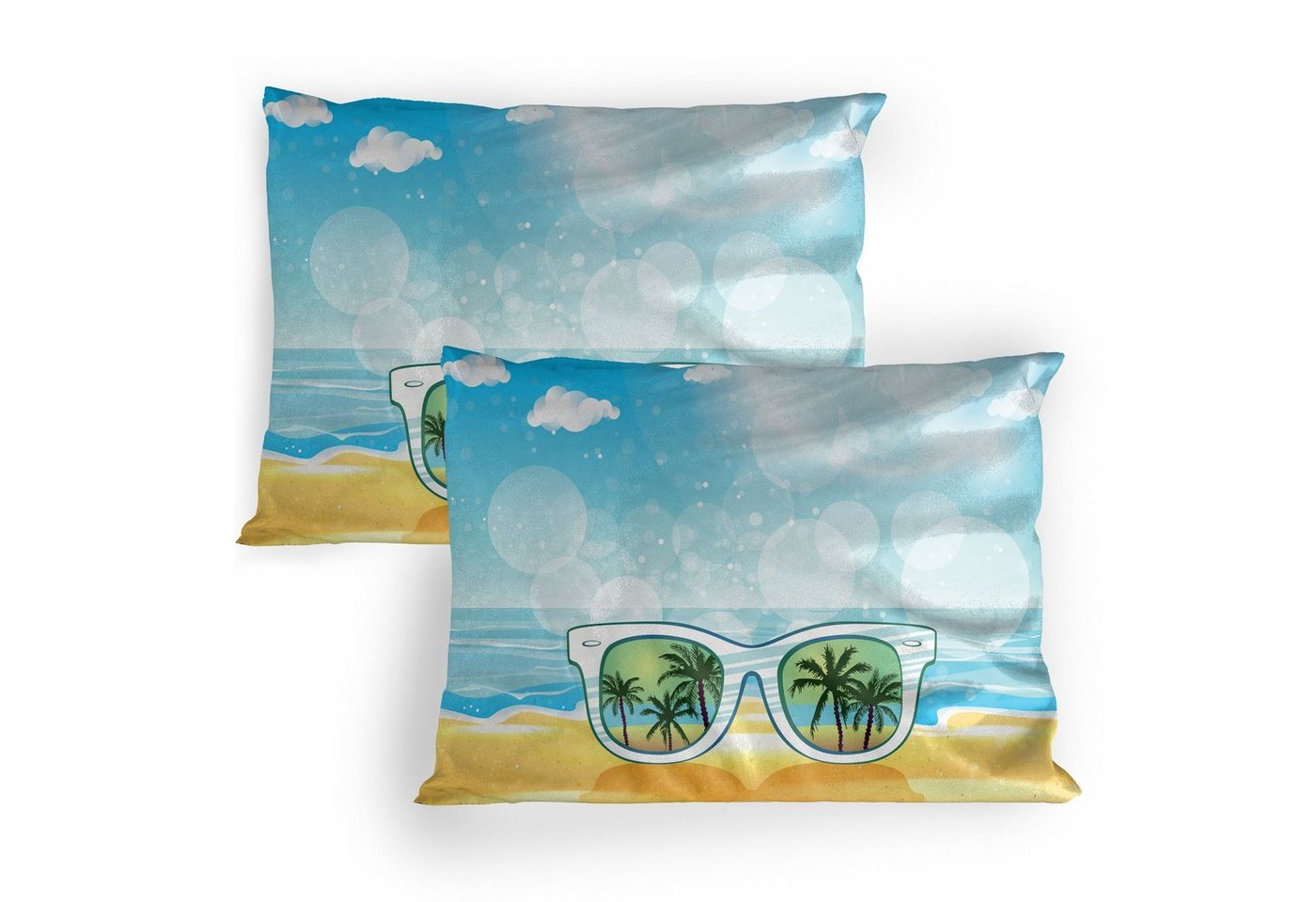Kissenbezüge Dekorativer Standard Gedruckter Kissenbezug, Abakuhaus (2 Stück), Tropisch Sonnenbrille Spiegelung Tag von Abakuhaus