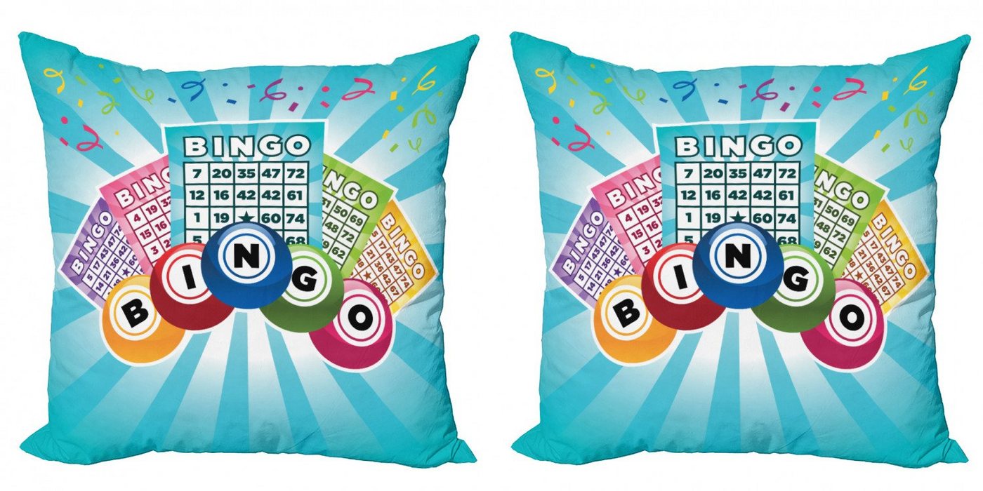 Kissenbezüge Modern Accent Doppelseitiger Digitaldruck, Abakuhaus (2 Stück), Bingo Bunte Karten Ball von Abakuhaus