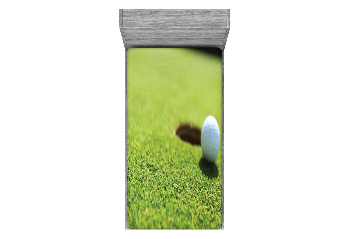 Spannbettlaken Soft Dekorativer Stoff Bettwäsche Rund-um Elastischer Gummizug, Abakuhaus, Golf Golfball auf Lippe Tasse Grass von Abakuhaus