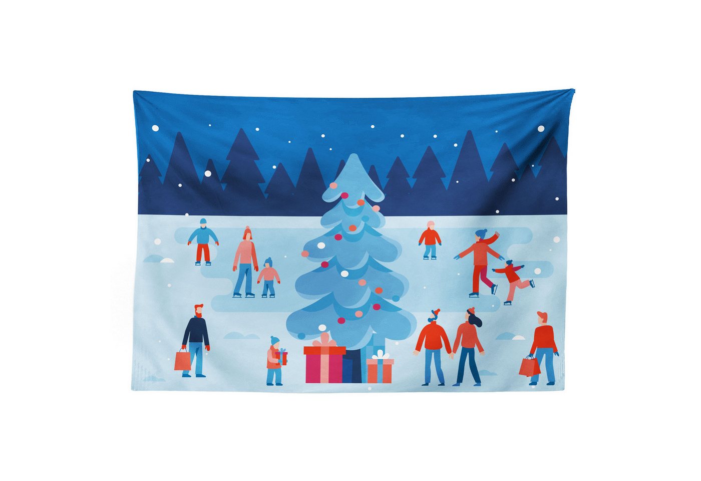 Abakuhaus Wandteppich aus Weiches Mikrofaser Stoff Für das Wohn und Schlafzimmer, rechteckig, Schlittschuhe Weihnachtsszene Nacht Abakuhaus Wandteppich aus Weiches Mikrofaser Stoff Für das Wohn und Schlafzimmer, rechteckig, Schlittschuhe Weihnachtsszene Nacht von Abakuhaus