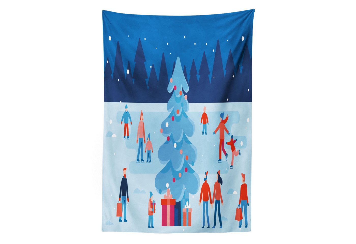 Abakuhaus Wandteppich aus Weiches Mikrofaser Stoff Für das Wohn und Schlafzimmer, rechteckig, Schlittschuhe Weihnachtsszene Nacht Abakuhaus Wandteppich aus Weiches Mikrofaser Stoff Für das Wohn und Schlafzimmer, rechteckig, Schlittschuhe Weihnachtsszene Nacht von Abakuhaus