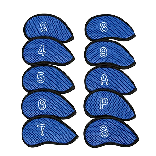 10Pcs Kopf Headcover Sets Mesh Stoff Iron Head Covers Keile Abdeckung Mit Großen Zahlen Für Club Head von Abcsweet