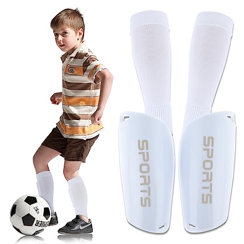 1 Paar Schienbeinschoner Fußball Set für Kinder mit Socken, Fussball Shin Guard mit Socken, Langlebige Fußball Schienbeinschoner Ausrüstung Vermeidung von Verletzungen für 4-8 Jahre Jungen Herren von Abeillo