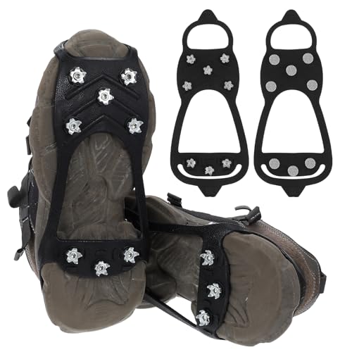 Eisklampen für Schuhe und Stiefel, rutschfeste Greifer, Spike, Eis-Traktionsstollen mit 8 Stahlnieten, Steigeisen (XL) von Abeillo