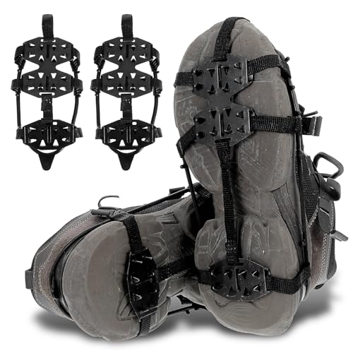 Schuhspikes, Abeillo Antirutsch Schuhüberzieher Schuhspikes Schnee und EIS, Edelstahl Schuh Spikes, Schuhkrallen, Steigeisen, Wander Zubehör, Spikes für Schuhe Winter Hiking für Damen und Herren (L) von Abeillo