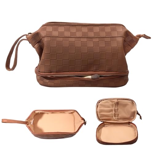 Abiudeng Kosmetiktasche Kulturtasche Kulturbeutel-Damen Schminktasche Groß Wasserdicht Make up Organizer Tasche Reisen Kosmetiktasche mit Pinselfach Make up Tasche Klein für Frauen-C-Braun Abiudeng Kosmetiktasche Kulturtasche Kulturbeutel-Damen Schminktasche Groß Wasserdicht Make up Organizer Tasche Reisen Kosmetiktasche mit Pinselfach Make up Tasche Klein für Frauen-C-Braun von Abiudeng